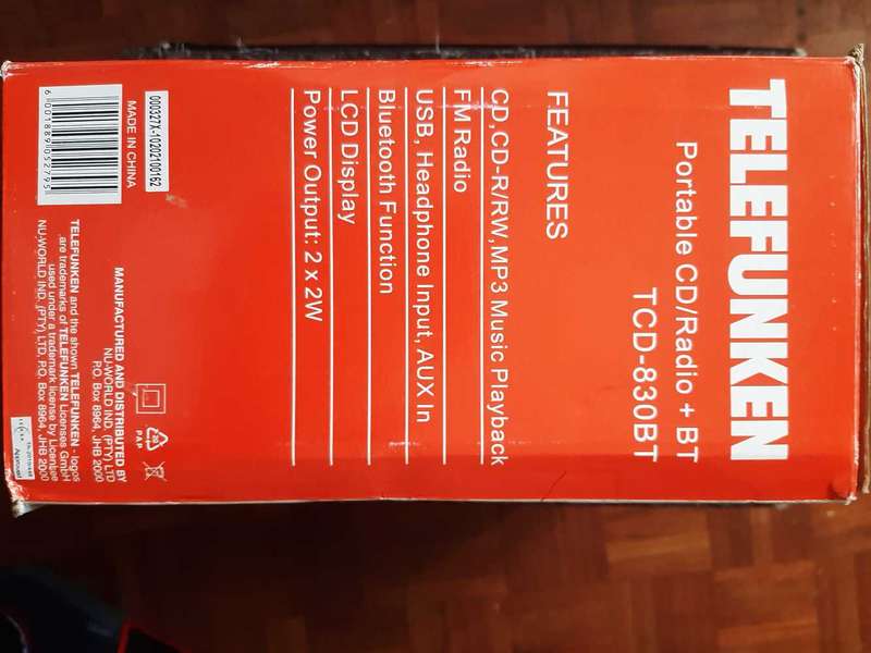 Telefunken portable CD radio BT