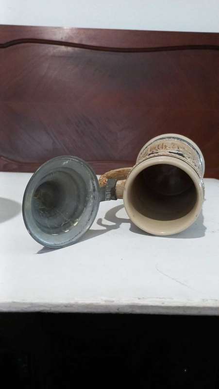 Large vintage Oktoberfest German beer tankard with hinged lid