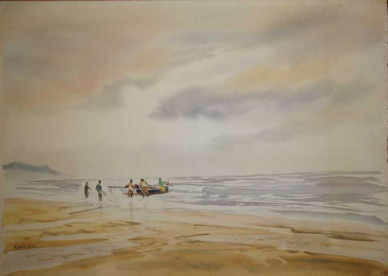 Nicely done watercolor on paper by Eugene Hunter