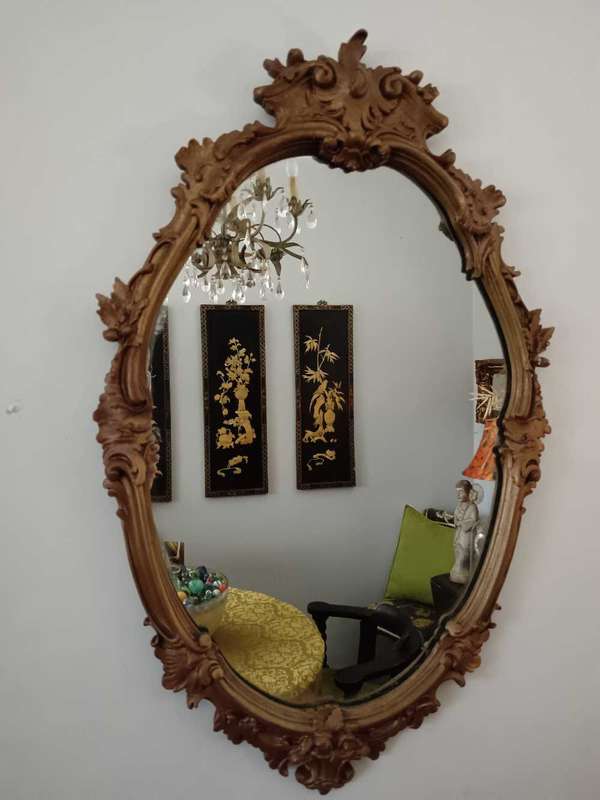 Vintage Baroque Style Oval Gold Mirror