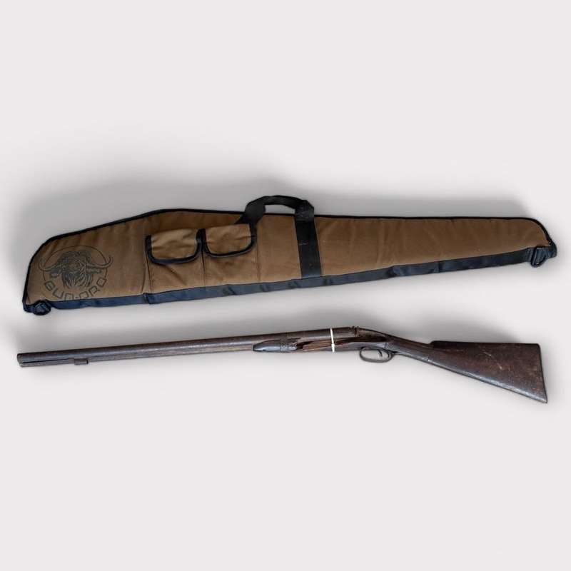 Barn Find (Non Functioning) G.C. Harston & Co. Double Barrel Shotgun circa 1800s (Bag Included)