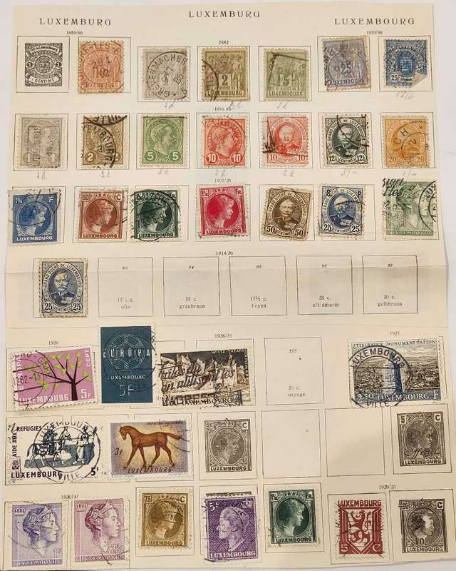 Luxembourg  - Loose and on album page  - 1800s to more modern