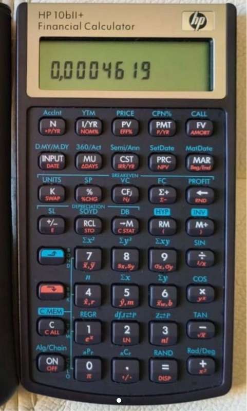 HP financial calculator 10b11+