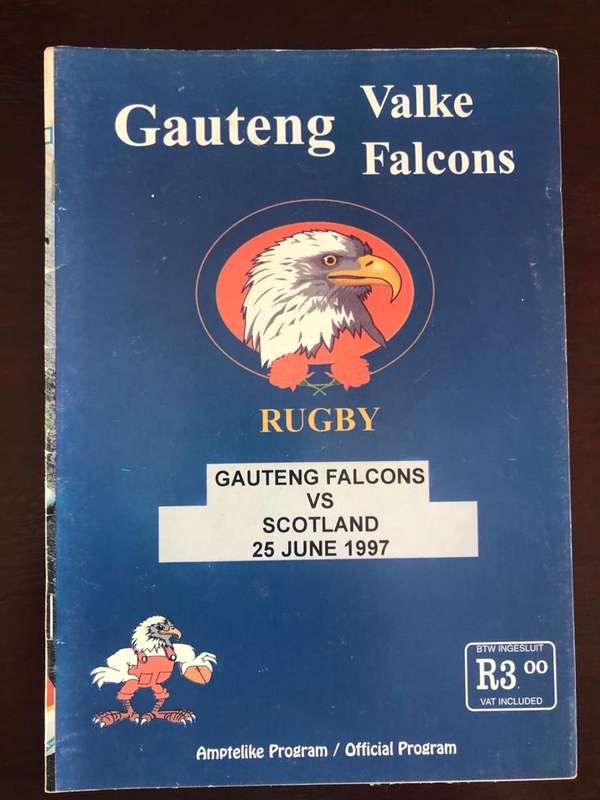 Gauteng Falcons vs Scotland 1997 Rugby matchday programme