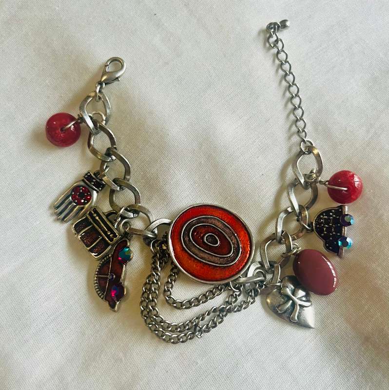 Charm bracelet , Red charms / diamante details and car