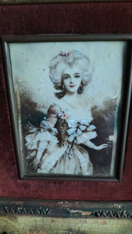 Miniature Portrait Painting of a Woman Signed Willis