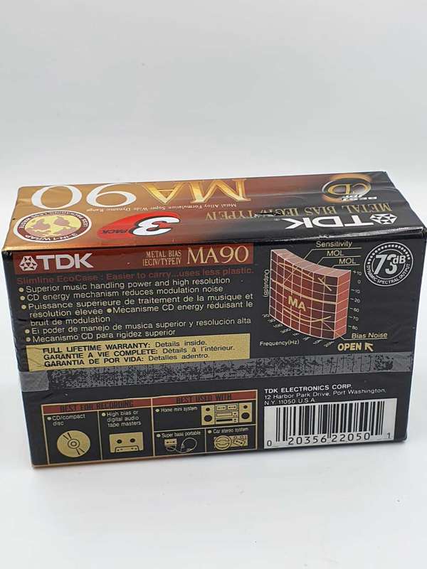 3 SEALED TDK MA 90 MA-90S3 Metal Bias Type IV audio cassette tapes made Japan