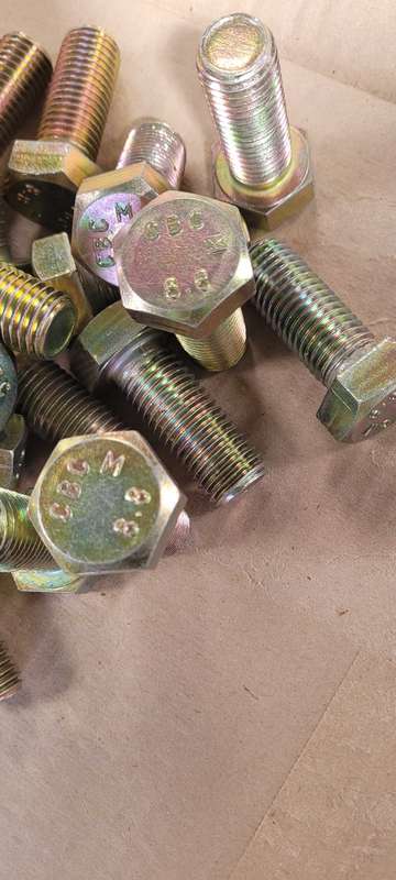 Fully- Threaded Short Hex Bolt Yellow (BID per pack of 10x