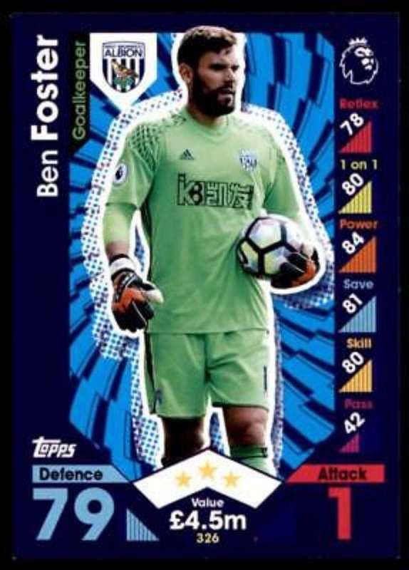 Ben Foster base card 326 match attax premier league 2016/17