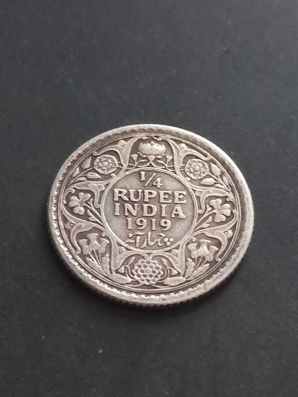 1919 India Silver Quarter Rupee