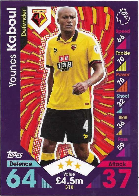 Younes Kaboul base card 310 match attax premier league 2016/17