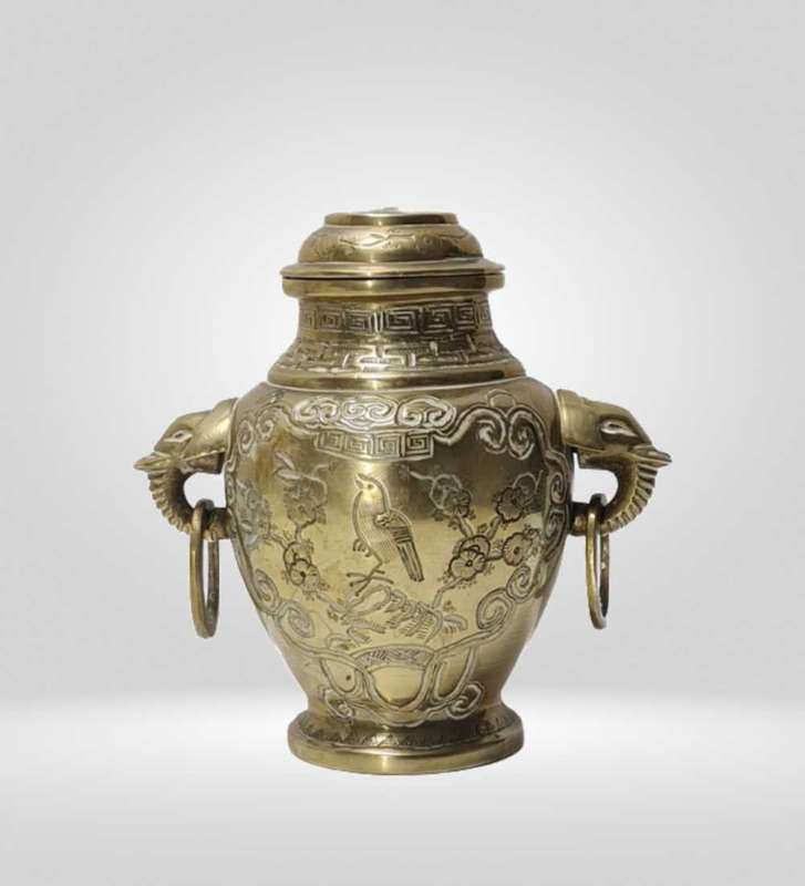Chinese twin handled vase with elephant and ring handles