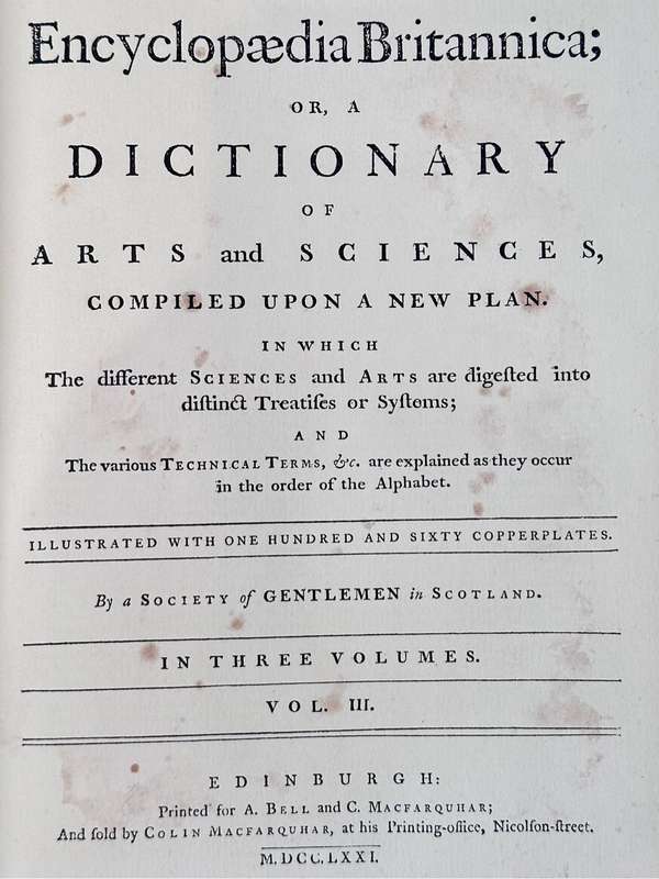 Encyclopedia Britannica 1771 First Edition Facsimiles