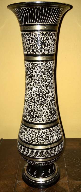 Vintage brass engraved vase