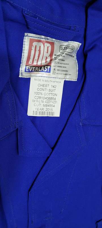 2-Piece  SABS Approved Triple-Stitched MB Everlast Work-Suit. Chest Size 142