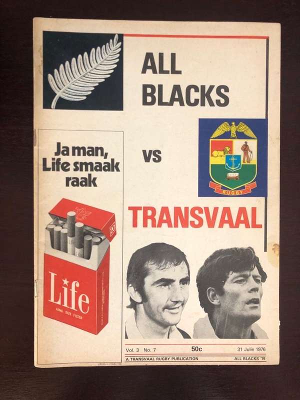 Transvaal vs New Zealand 1976 Rugby matchday programme