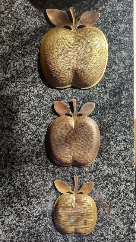 Vintage brass apple snack plates dishes tray set