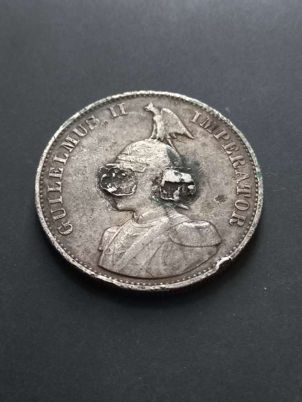 **Very Rare low mintage** 1893 German East Africa Zwei (2) Rupie. Previously mounted