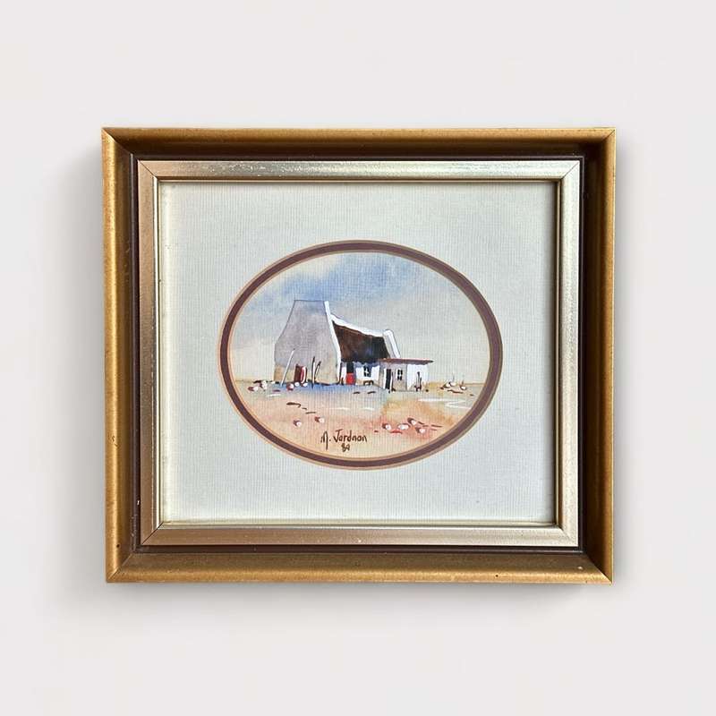 Vintage Landscape Watercolour Art by M. Jordaan Signed - circa 1989