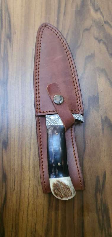 Beautiful Demascus display Knife with display and sheath