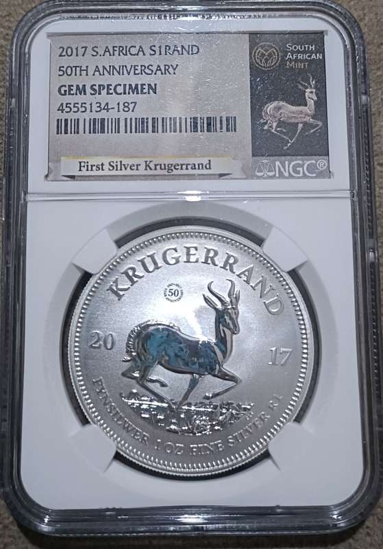 Mint Marked 2017 Silver Krugerrand , A must have in your collection. 50th Anniversary Mint Mark