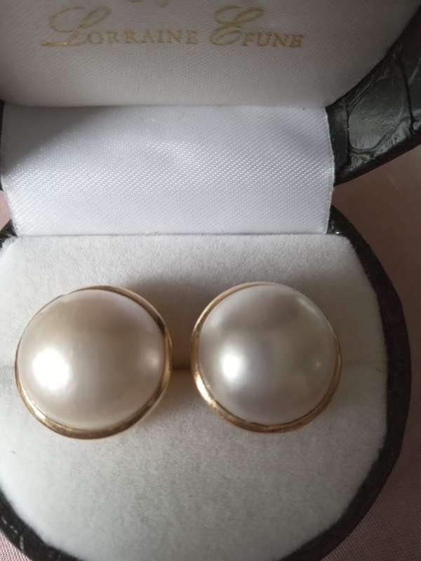 Pair Of 18ct Yellow Gold Mabe Pearl Stud Earrings