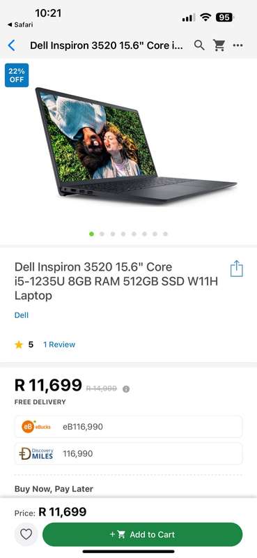 Dell inspiron 15 3520 i5,8gb,512gb SSD