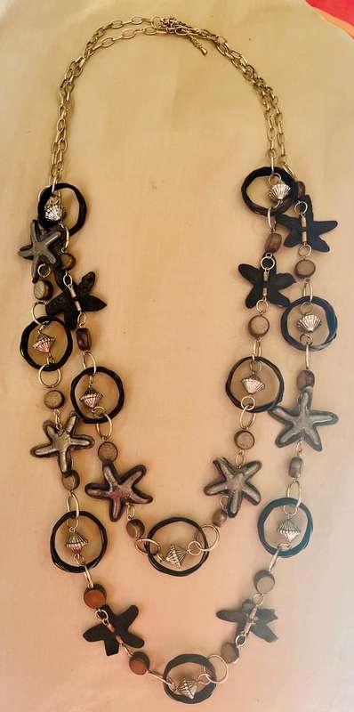 Necklace Black / Grey stars