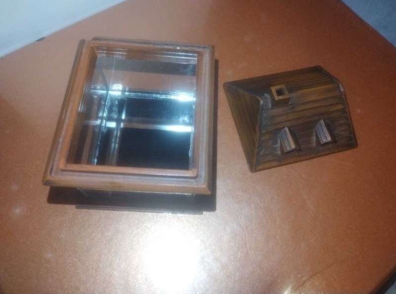 Vintage miniature glass house with mirror base