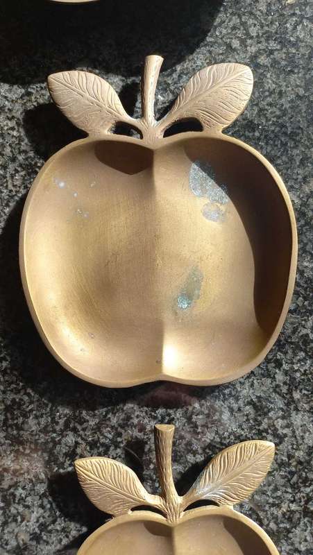 Vintage brass apple snack plates dishes tray set