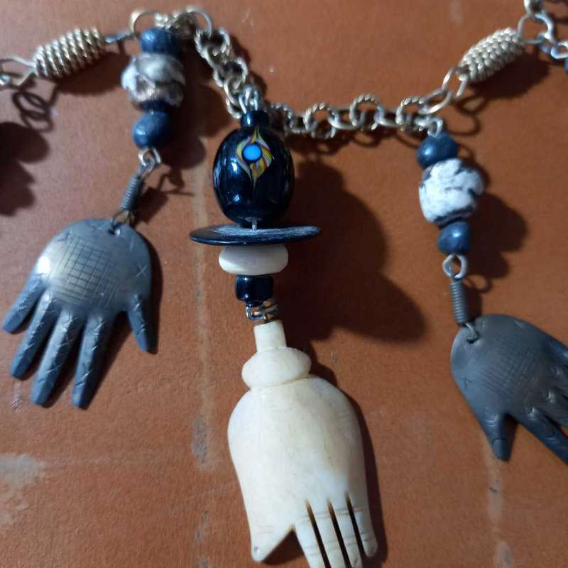 Vintage Penca de Balanganda All Hands on Neck Fetish Charm Necklace