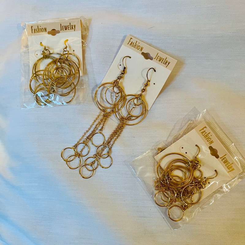 Earrings Gold Dangly Circles