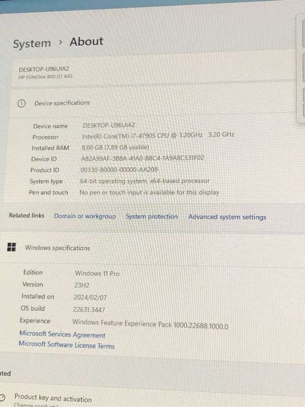 i7 HP ALL-IN-ONE 8GB RAM 500GB HDD