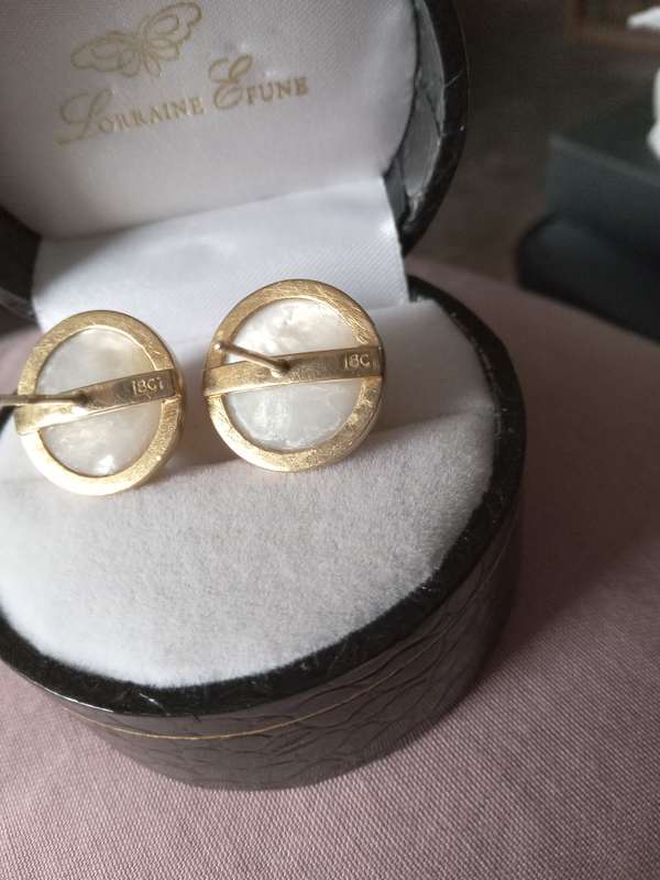 Pair Of 18ct Yellow Gold Mabe Pearl Stud Earrings