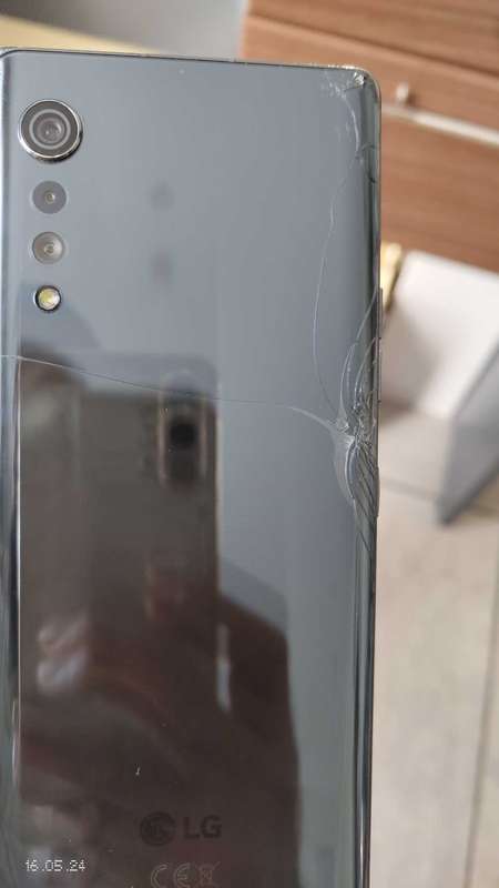 LG velvet 5G 128GB/6GB phone Grey colour Single SIM(Back glass cracked){Pre Owned}