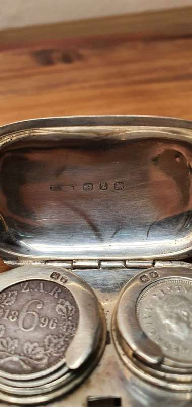 Rare , Antique 1924 Sterling silver Coin holder with Three rare coins !!