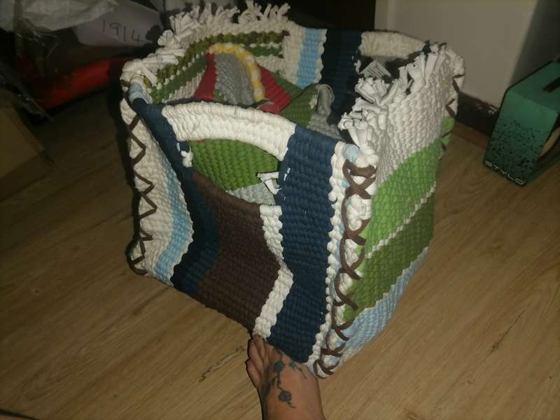 Handwoven towel organiser basket