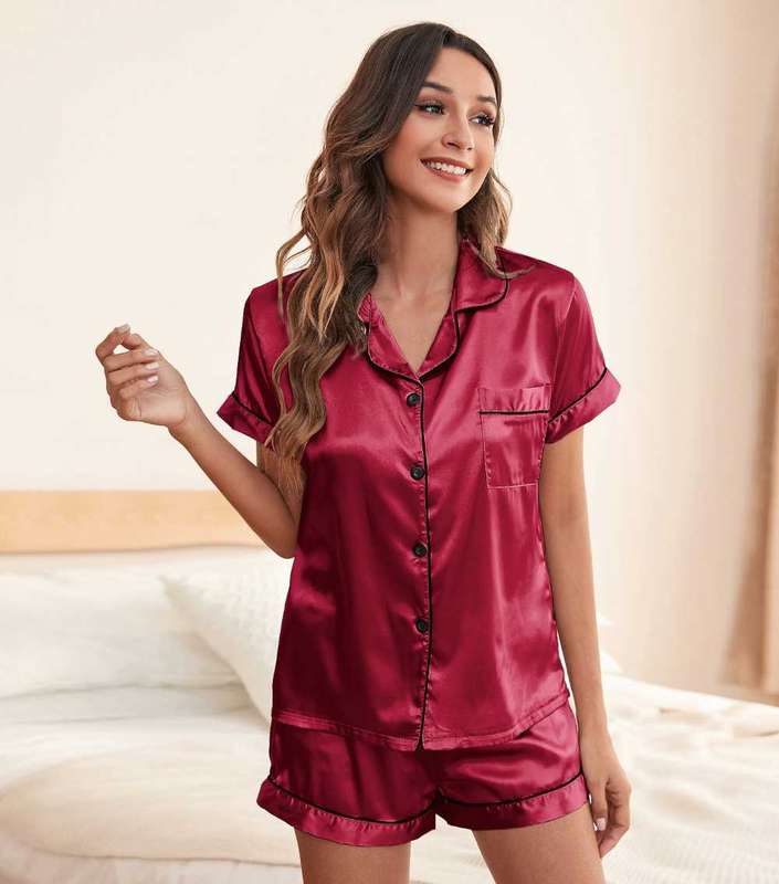 satin pyjamas 2 piece short