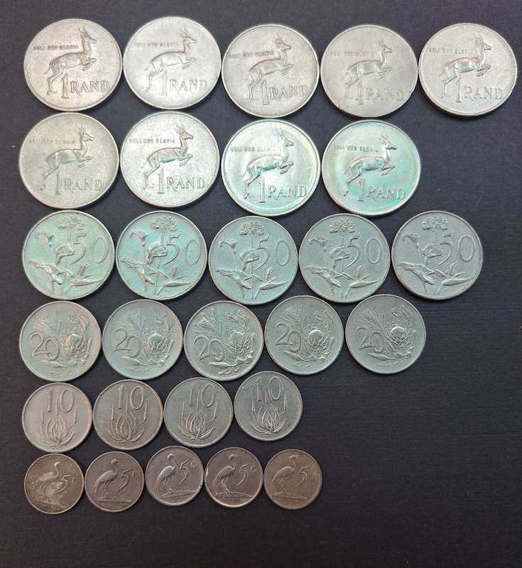 Mixture of Old South African coins
