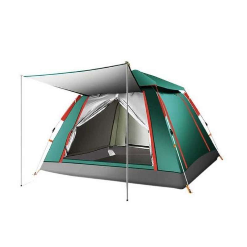 Automatic Quick Opening Outdoor Double Layer Waterproof 4 Persons Camping Tent - Green