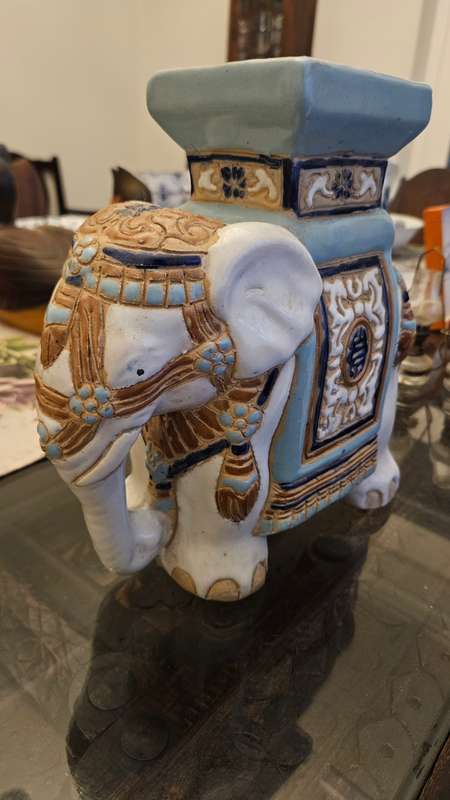 Vintage Chinese Ceramic Elephant Plant or Display Stand