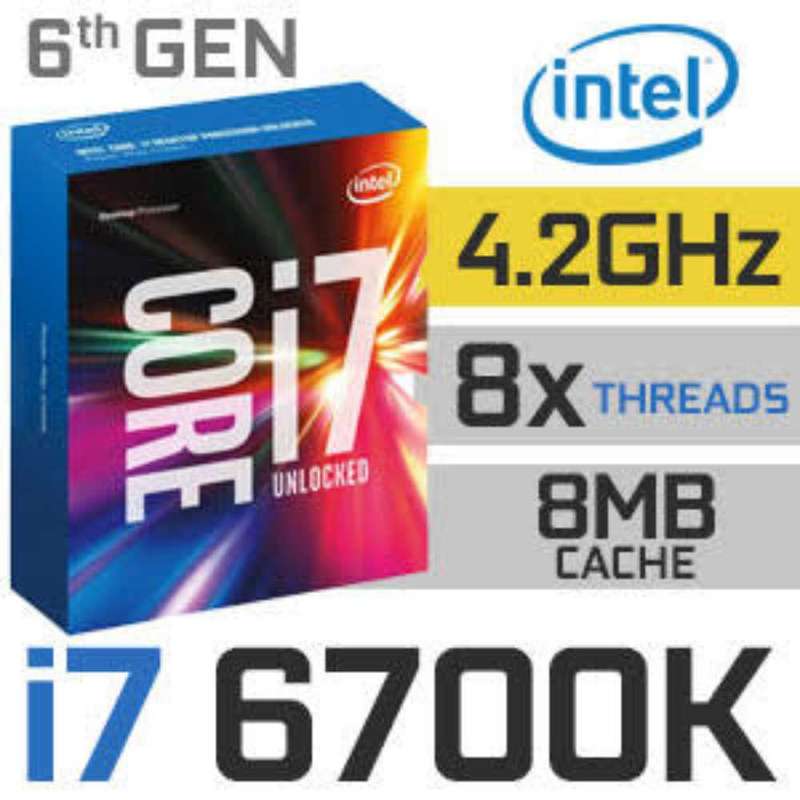 Intel Core i7 6700K CPU**Up to 4.2GHz**8 Threads**LGA1151**Intel HD Graphics