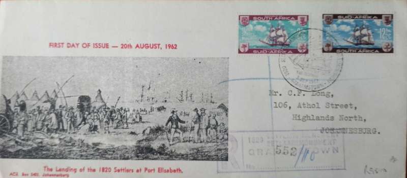 Union fdc landing of 1820 settlers 1962