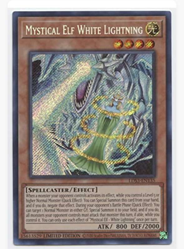 Yugioh Mistical Elf White Lightning Limited edition secret rare