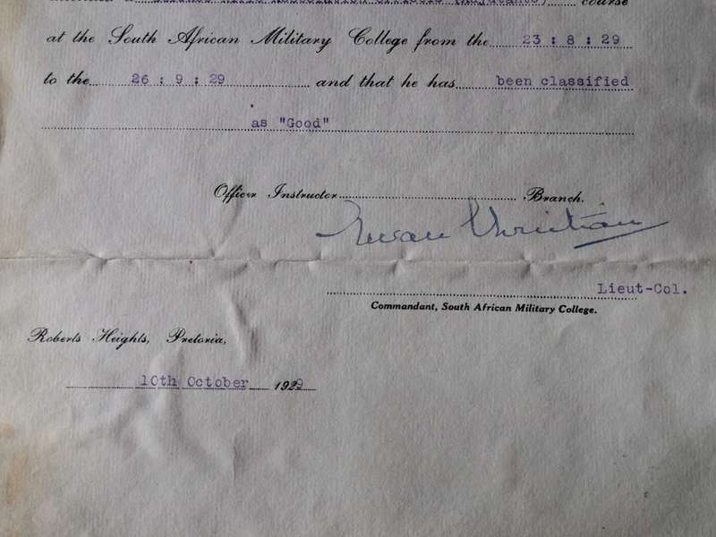 Original military officer certificate