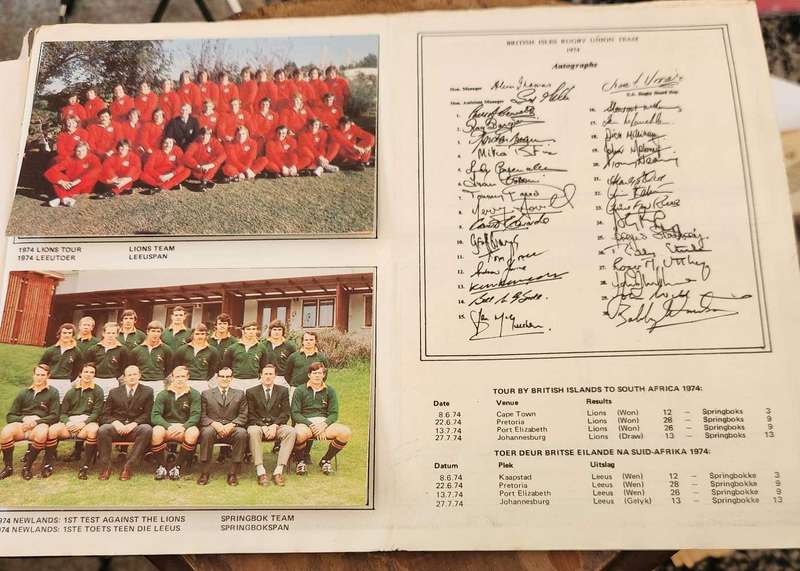 Rugby Postcards in Collectors Album (complete) -1974 for Lions Tour - HUGELY collectible