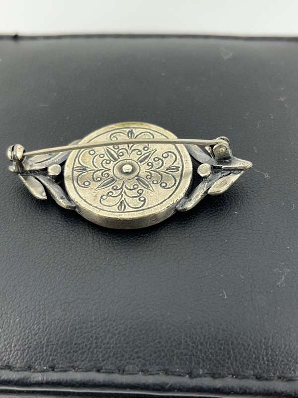 Silver look and enamel butterfly brooch