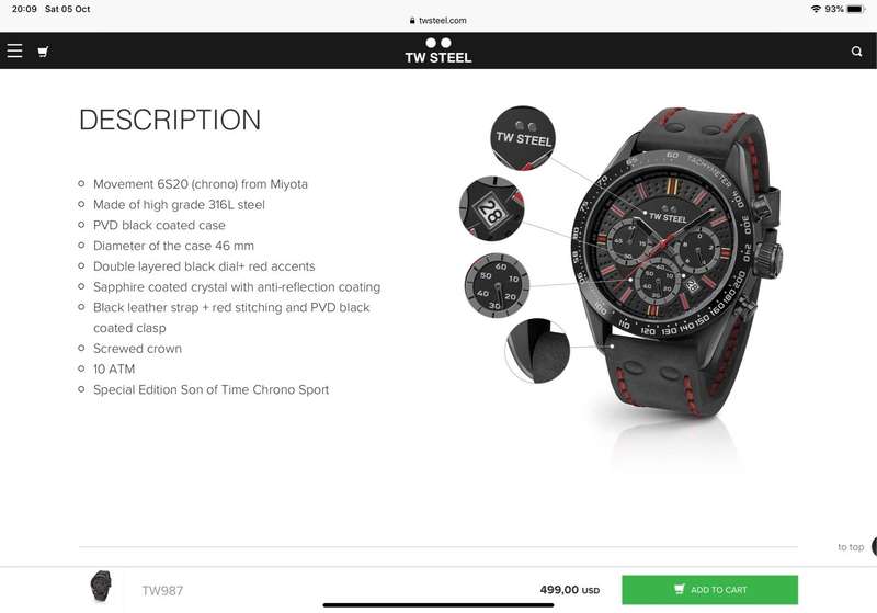 Original TW Steel Chrono Sport - Son of Time, Moksha Special Edition (TW987) - 46mm