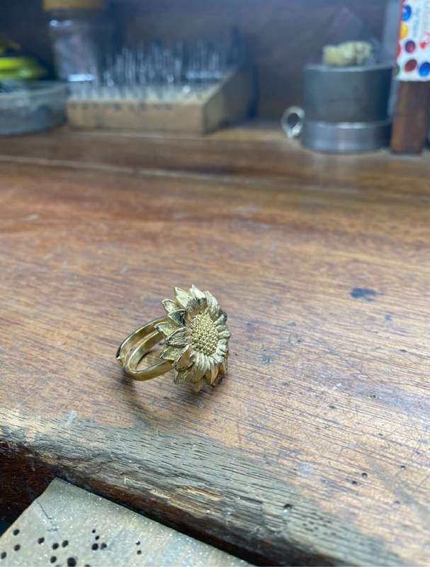 18ct Gold Plated Sunflower Ring