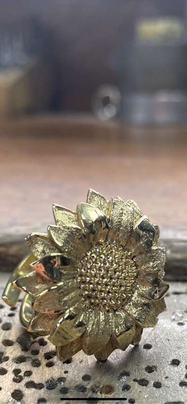 18ct Gold Plated Sunflower Ring
